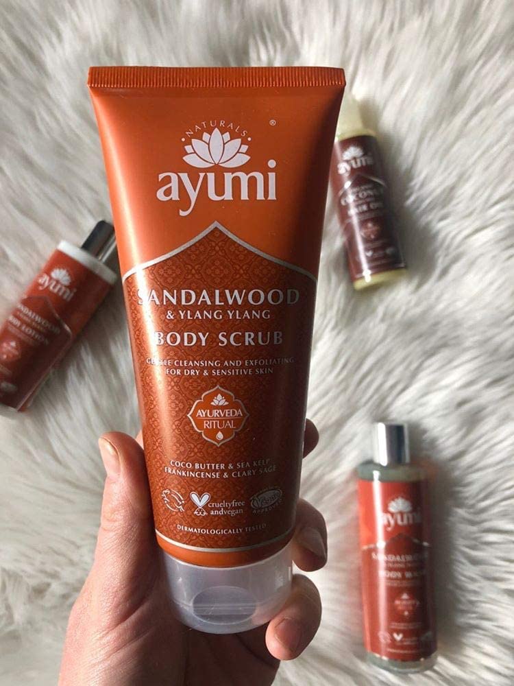 Ayumi Sandalwood Exfoliating Body Scrub to Calm Irritation, 200 ml (Pack of 1) - Image 2