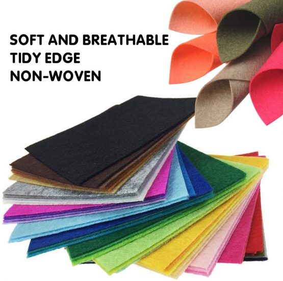 VDSOW 40pcs Felt Fabric Sheets, Nonwoven Felt Fabric Squares for Craft (Black, Brown, White, Blue, Grey, Yellow and more), Coloured Thick Felt Fabric Cloth for Sewing DIY Crafts Patchwork (15*15 cm) - Image 4