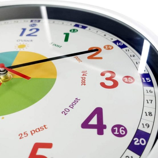 EMITDOOG Time Teacher Wall Clock Learn To Tell The Time Wall Clock Colorfull Non Ticking For Kids,Girls,Boys Classroom,Bedroom,Living Room,Nursery12inch - Image 3
