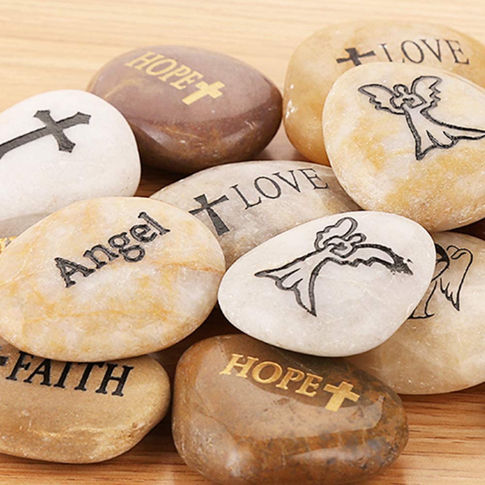 ROCKIMPACT 12PCS Guardian ANGEL Engraved Inspirational Stones, Sentimental Gifts, Motivational Present Keepsake - Image 4
