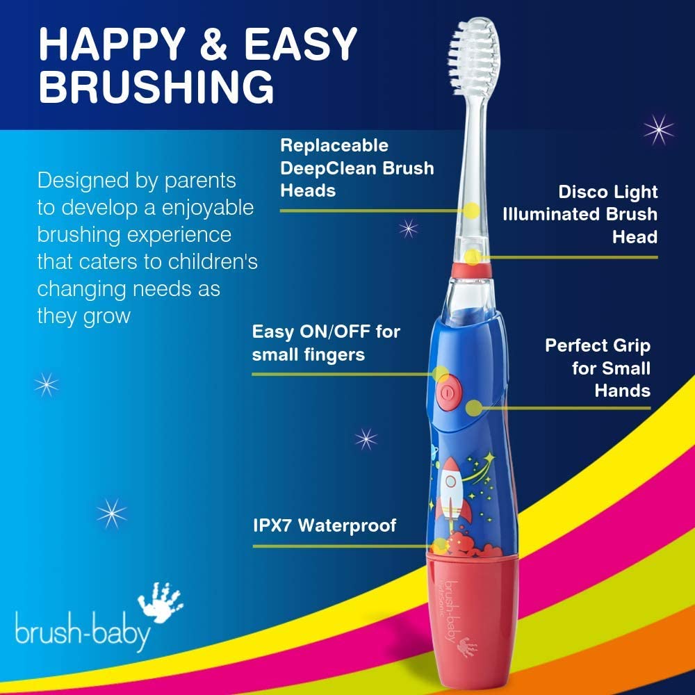 Brush-Baby, Rocket KidzSonic Kids Electric Toothbrush, 3+ Years, DeepClean Bristles, Suction Base - Image 3