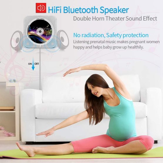 Portable CD/DVD Player with Bluetooth,Wall Mountable Built-in HiFi Speakers, Home Audio Boombox with Remote Control FM Radio USB MP3 3.5mm Headphone Jack AUX Input/Output - Image 2