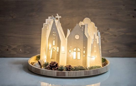 Rayher Set: Paper Bags Illuminated Village, White, Tab - Image 3