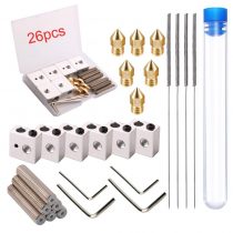 RUNCCI 6pcs 30MM Length Extruder 1.75MM Teflon Throat Tube and 6pcs 0.4MM Brass Extruder Nozzle Print Heads and 6pcs Heater Blocks Hotend + 3D cleaning needle， for MK8 Makerbot Anet A8 3D Printer