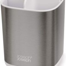 Joseph Joseph 70530 Bathroom Easy-Store Steel Toothbrush Caddy- White/Steel , Small