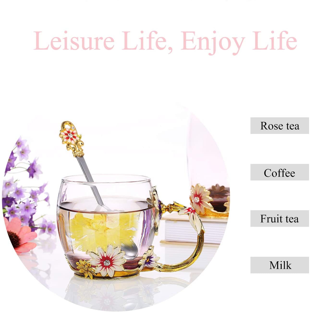 Decdeal Enamel Glass Mug - Image 3