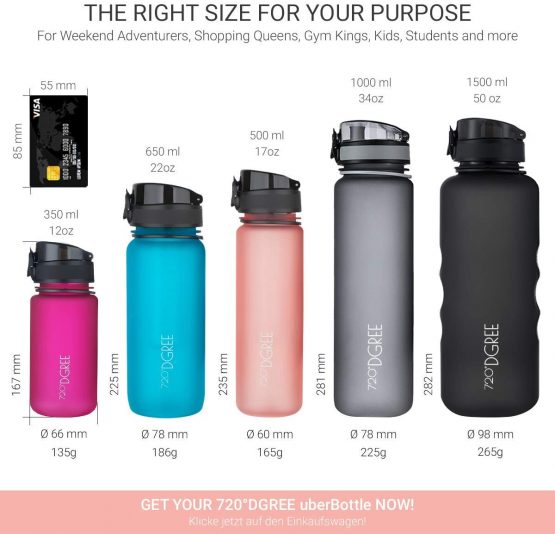 720°DGREE Water Bottle “uberBottle“ - 1.5L - With Fruit-Infuser, BPA-Free Tritan, Leakproof, Reusable Drinking Bottle - Sports Bottle for Gym, Running, Fitness, Hiking, Travel, School, Office, Cycling - Image 4