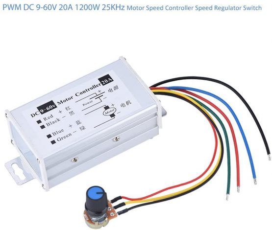 Tihebeyan PWM DC Motor Speed Controller, 9V 12V 24V 48V 60V Adjustable DC 20A DC Variable Motor Speed Regulator Board Module with Button Switch - Image 2