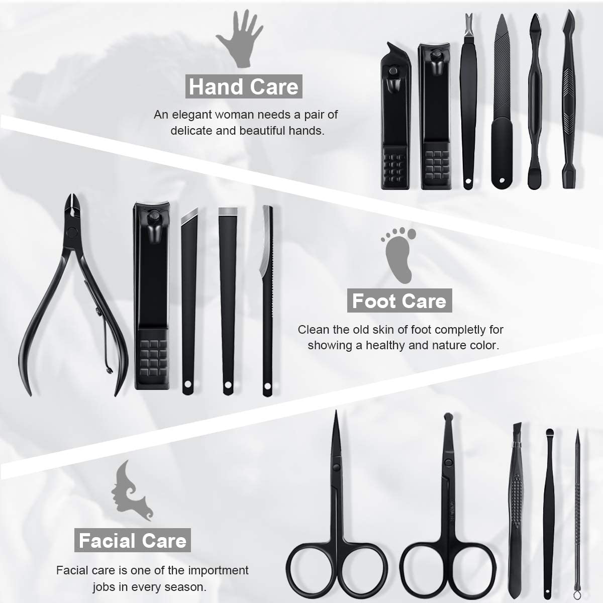 Leipple Manicure Set Professional Pedicure Kit Nail Care Tools, 16 in 1 Stainless Steel Nail Clippers Tools - Image 3