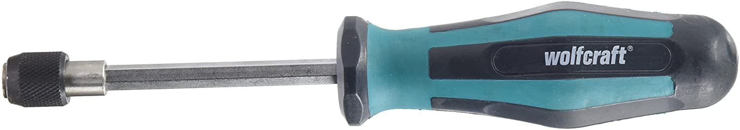 wolfcraft Hand Screwdriver with Bit Socket, Long I 8725000 I for deep-Lying Screw Connections, Multicolor