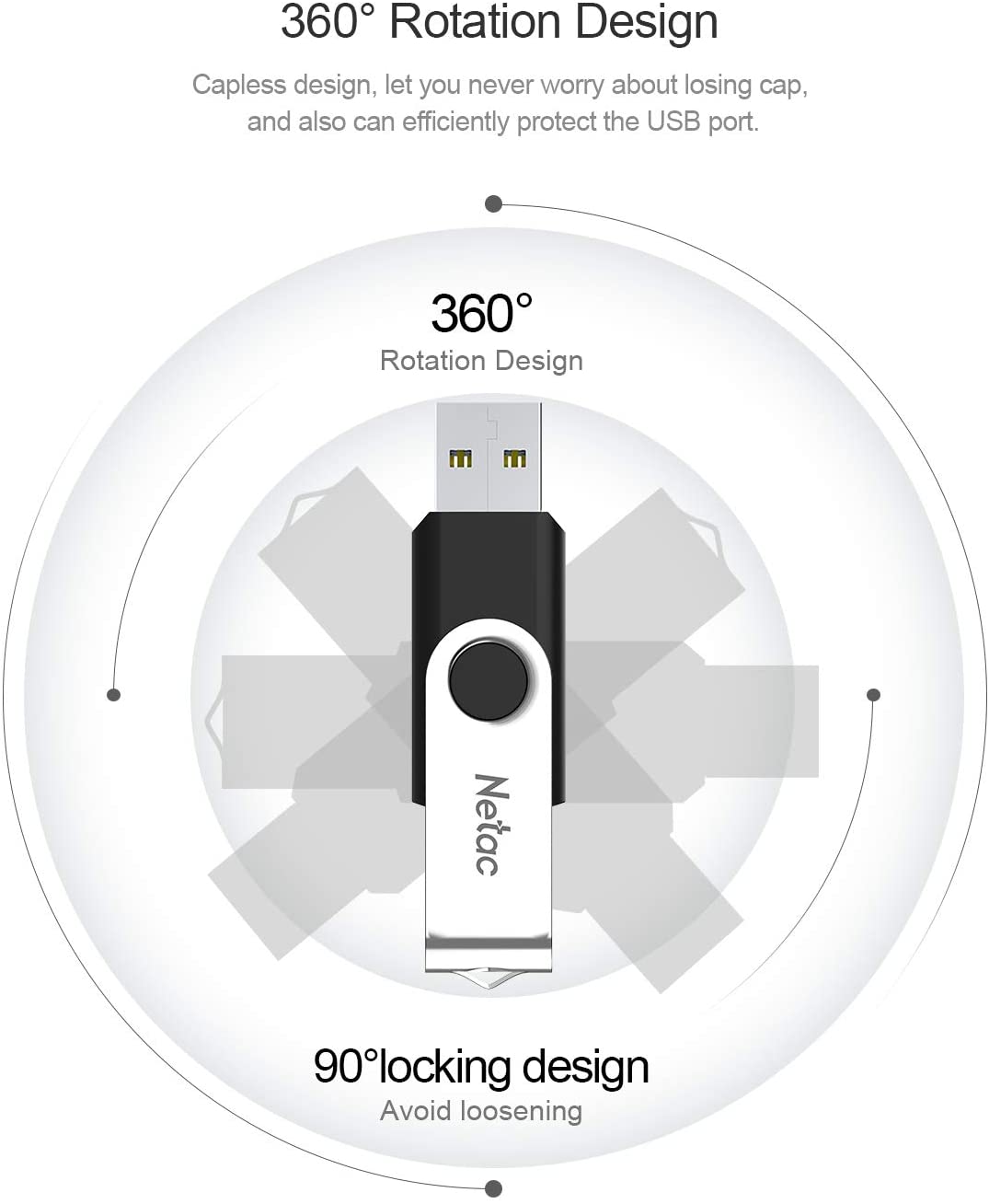 Netac 128GB USB 3.2 Flash Drive 128GB High Speed Swivel Design Memory Stick Up to 90MB/s Pen Drive Thumb Drive for Data Storage - Image 4