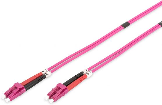Digitus FO patch cable OM4-10 m LC to LC fiber optic cable - LSZH - Duplex Multimode 50/125µ - 10 GBit/s - Purple