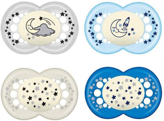MAM Night Soothers Silicon 16+, pack of 4, glow in the dark