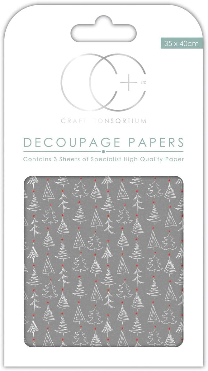 Craft Consortium Grey Trees-Decoupage Paper 3/Pk, Acrylic, Multicolour, 21.59x12.44x0.22 cm - Image 2