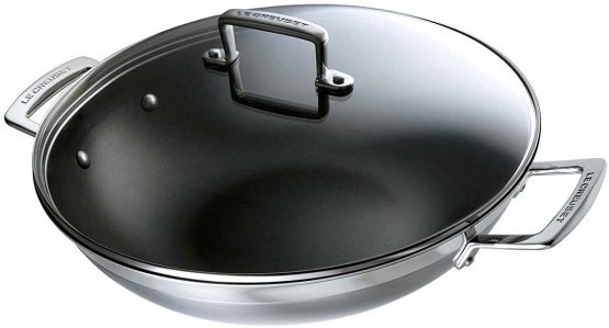 Le Creuset 3-Ply Stainless Steel Non-Stick Wok with Lid, 30 x 7.8 cm