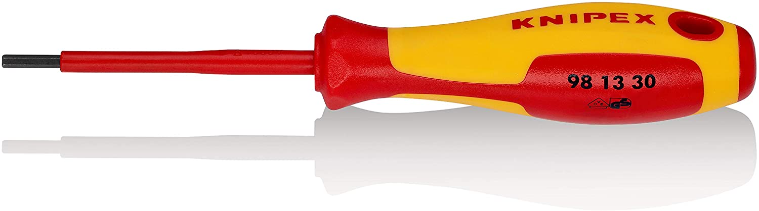 KNIPEX Screwdriver for Hexagon Socket Screws Insulated with Multi-Component Grips, VDE-Tested 182 mm, 98 13 30