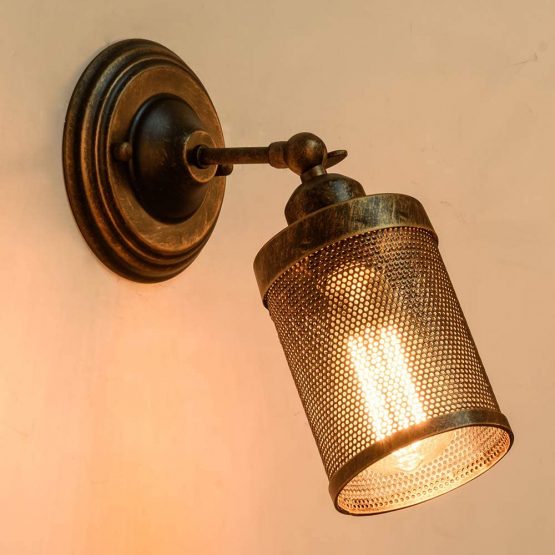 Industrial Wall Light 2 Pack, LULING Steampunk Metal Net Lampshade Interior Vintage Wall Lamp Adjustable Socket for Garage Gate Porch Hallway（NO Bulb） - Image 3