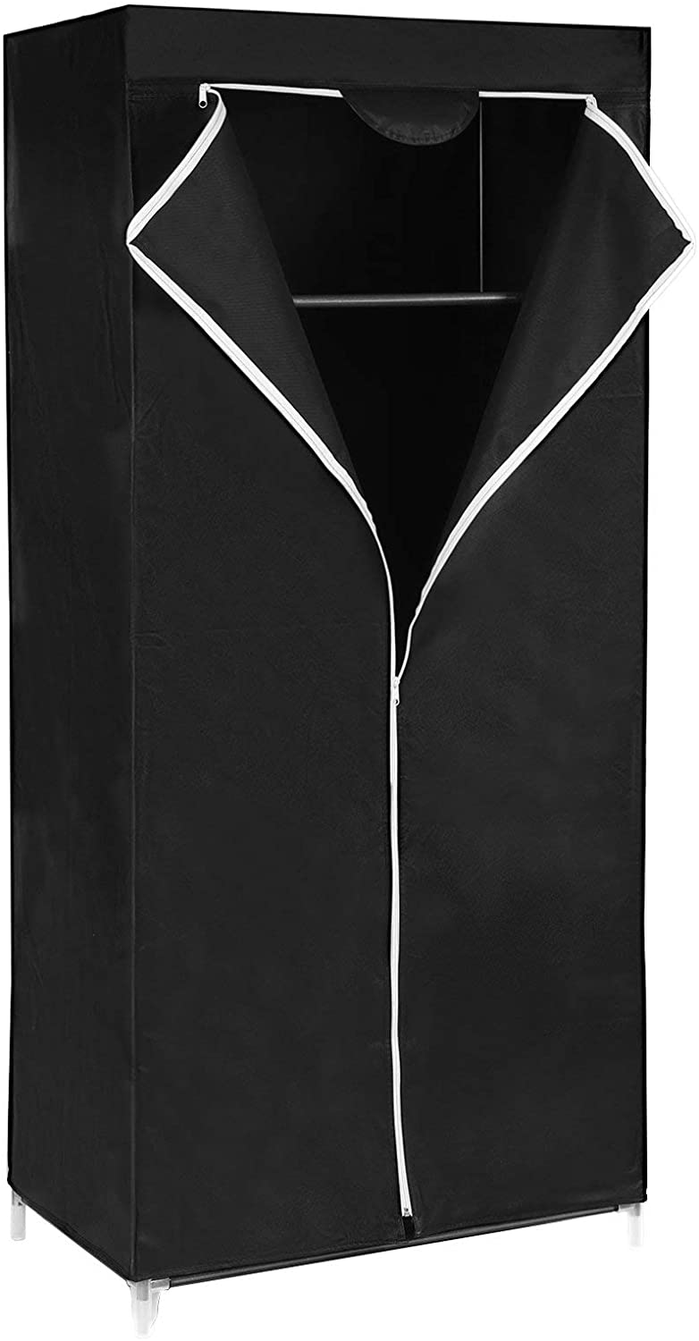 SONGMICS Fabric Wardrobe, Foldable Closet with Hanging Rail, Single Clothes Rack, Storage Organiser for Bags Toys, Shoes