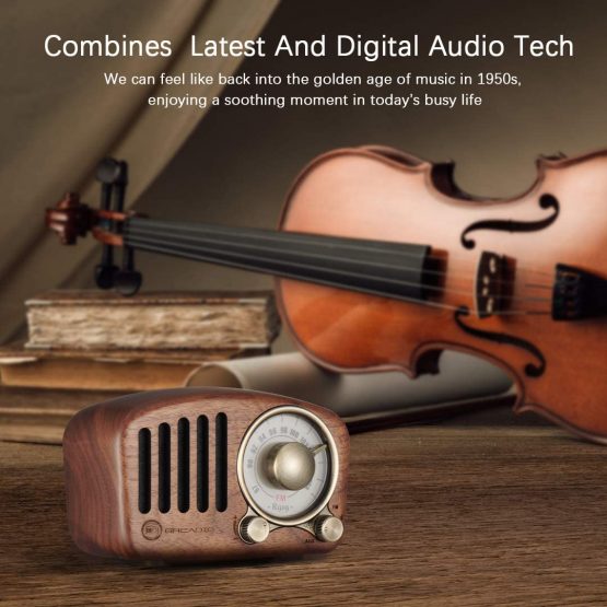 Vintage Radio Retro Bluetooth Speaker Greadio Walnut Wooden FM Radio with Old Fashioned Style,Strong Bass,Loud Volume,Bluetooth 4.2, TF Card&AUX - Image 3