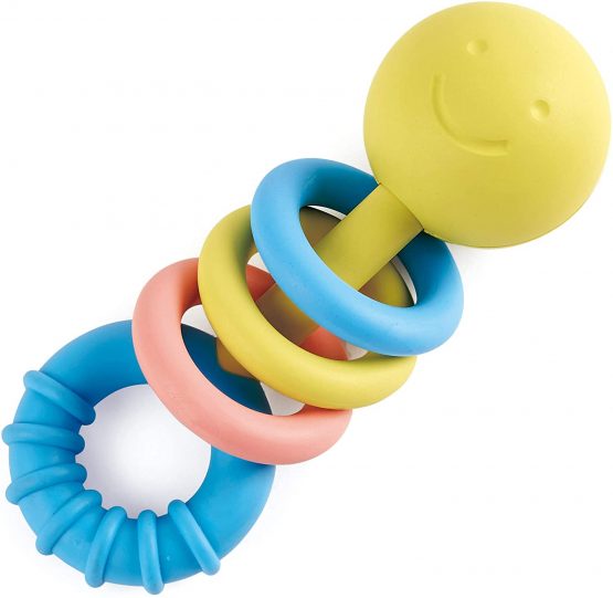 Hape E0024 Baby Rattling Rings Teether - Made From Rice