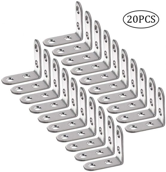 anjias 20 Pcs Right Angle Brackets, 90 Degree Right Angle Brackets 40 * 40mm Stainless Steel Angle Brackets