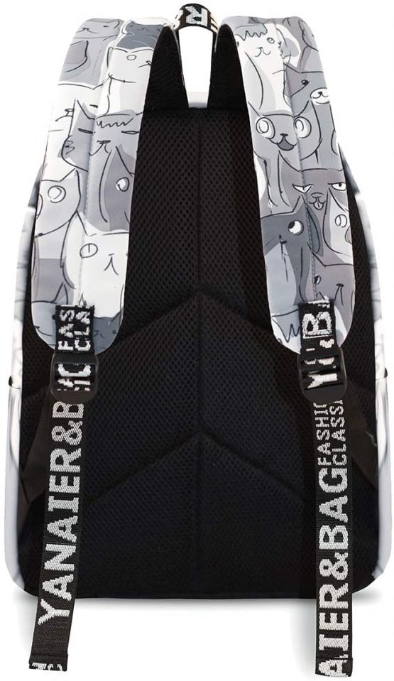 YANAIER Waterproof School Backpack for Girls Teens Cute Print Bookbag Laptop Backpack Women Travel Casual Daypack Grey Cat - Image 3