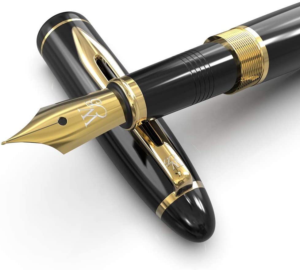 Wordsworth & Black Majesti Fountain Pen-(Black), Luxury Case, Gold Finish, 18K Gilded Medium Nib- Ink Cartridges - Image 2