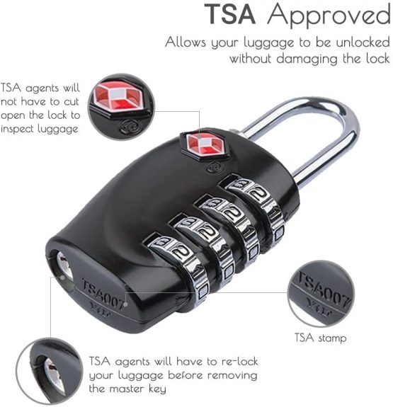 CFMOUR TSA Suitcase Locks - 1, 2, 3, 4, 5, 6 Pack 4-Dial Travel Combination Security Padlock for Suitcases Luggage Case Bag Code Lock - Black (Pack of 2) - Image 3