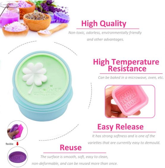 21Pcs Silicone Soap Making Molds, Square Round Oval Shaped, Soft Cupcake Muffin Baking Pan for DIY Homemade Craft - Pink, Blue, Rose Red, Purple - Image 4