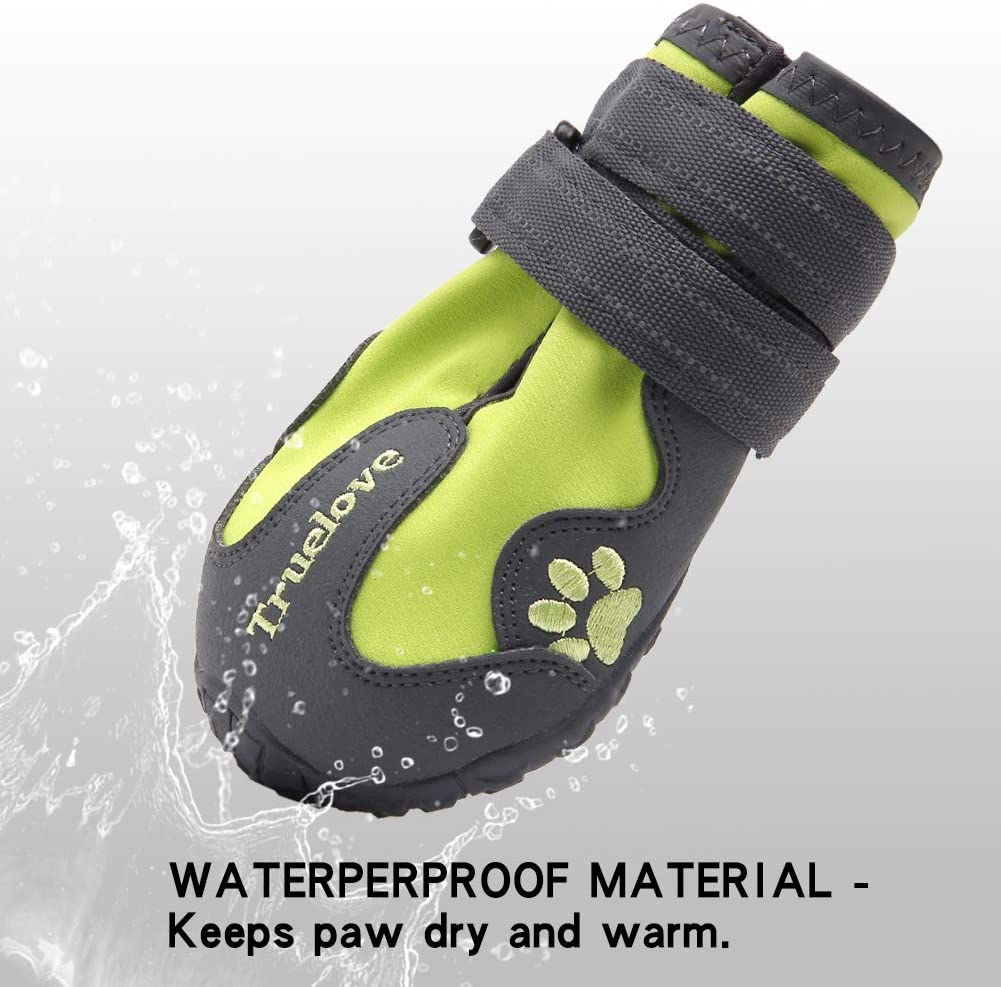 Mokcci Truelove Dog Boots Waterproof Dog Shoes with Reflective Straps for Small Medium Large Dog Outdoor, Green, 2#(Pack of 4) - Image 3