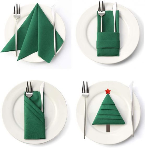 LEKOCH White Decoration Disposable Guest Towel Linen Feel Dinner Napkin Paper | Air-Laid Napkins Paper Hand Towels for Weddings Restaurant Kitchen Parties |40 cm x 40cm Pack of 50 (Green) - Image 4