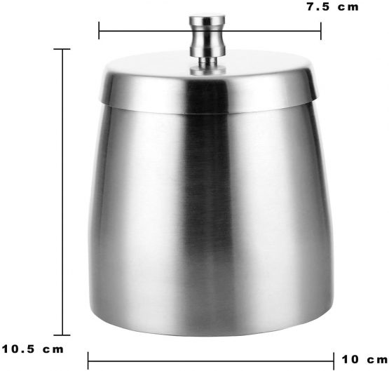 Portable Stainless Steel Ashtray with Lid,Windproof Stainless Steel Large Ashtray,Tabletop Ashtray Non-Slip,outdoor ashtrays garden with lid,Unbreakable Cigarette Ash Holder (10x10.5x8.3 CM, Silver) - Image 3
