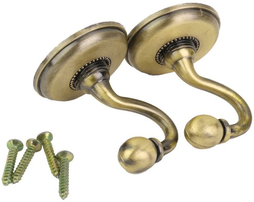 NUOLUX 2Pcs Vintage Alloy Pommel Curtain Holdbacks Tieback Hooks Door Wall Hat Coat Hangers (Bronze) - Image 3