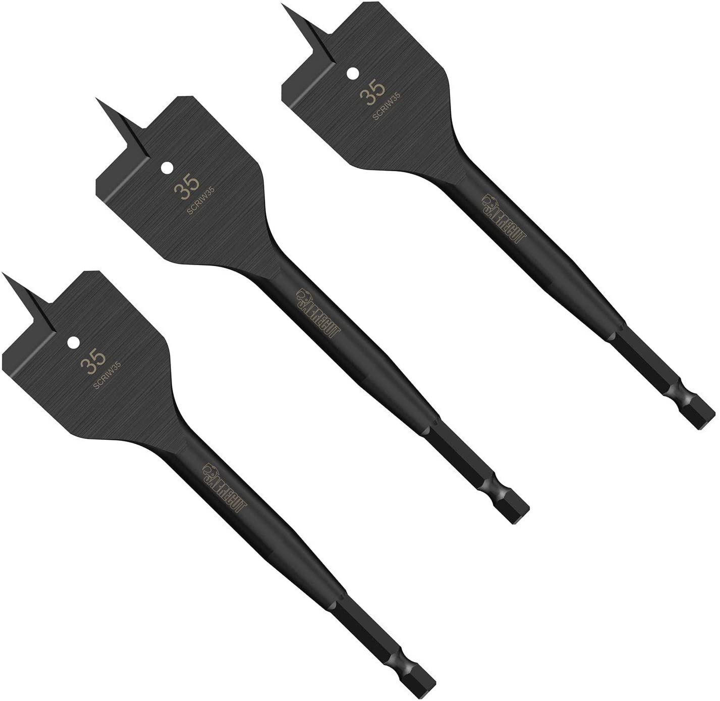 3 x SabreCut SCRIW35_3 35mm x 152mm Impact Rated Flat Wood Spade Bits for Softwood Hardwood Chipboard