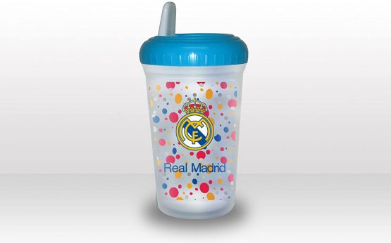 Real Madrid – Glass with Lid and Drink, 14 x 8 cm (Seva 9201068)