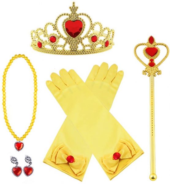 Vicloon Elsa Set, Ice Princess Set, Princess Dress Up Accessories with 2x Gloves + 1x Magic Wand + 1x Elsa Crown + 1x Necklace 2-9 Years