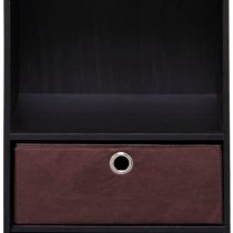 Furinno 3 Shelves Cabinet/Bedside Night Stand with 2 Bin Drawers, Wood, Espresso/Brown, one Size