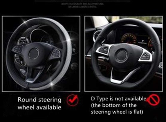 Pahajim Leather Car Steering Wheel Covers with Bling Bling Diamond, Soft Microfiber Steering Wheel Cover，Anti-slip，for Women Ladies (black-white) - Image 4