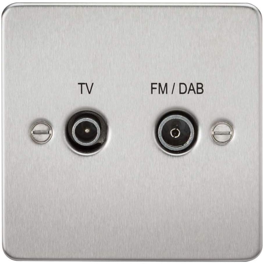 Knightsbridge FP0160BC FP0160 FPAV0160BC Flat Plate Screened Diplex Outlet (Tv & Fm Dab) -Brushed Chrome, 230 V