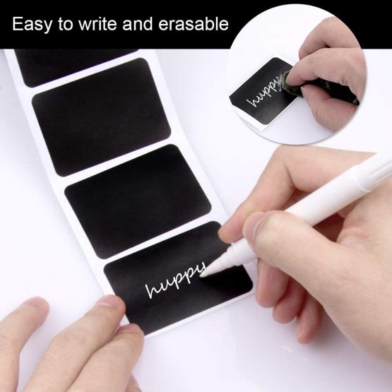 Chalkboard Labels, Sunallwell 180 PCS Waterproof Reusable Blackboard Stickers Kit with 1 White Chalk Pen for Kitchen Organize, Jars, Pantry Storage, Parties, Weddings(60 * 40 mm) - Image 3