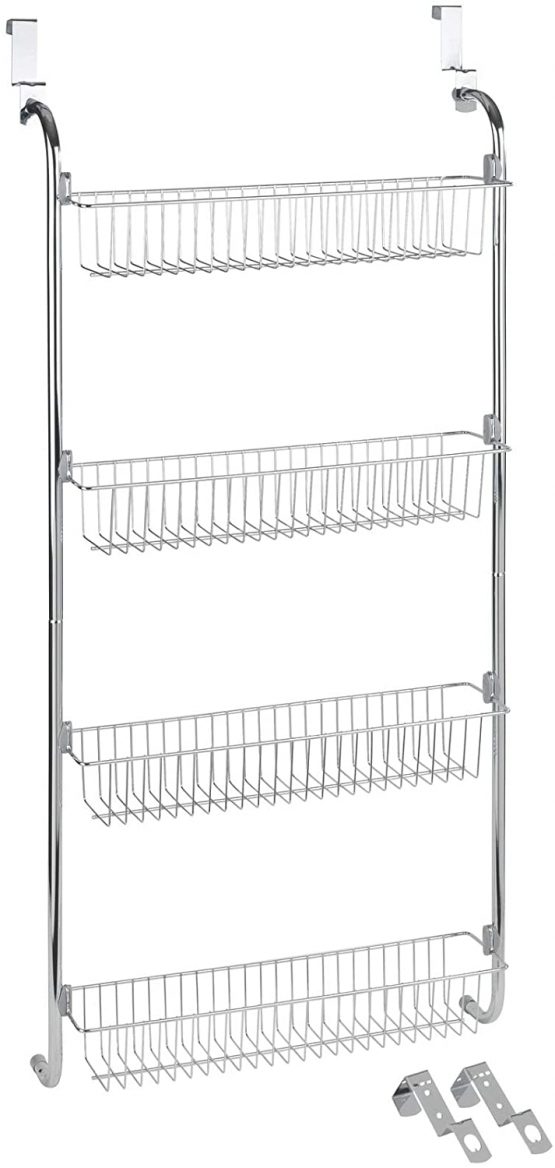 Wenko 4340033100 Chrome Door Shelf with 4 Storage Baskets, 49.5 x 109 x 14 cm