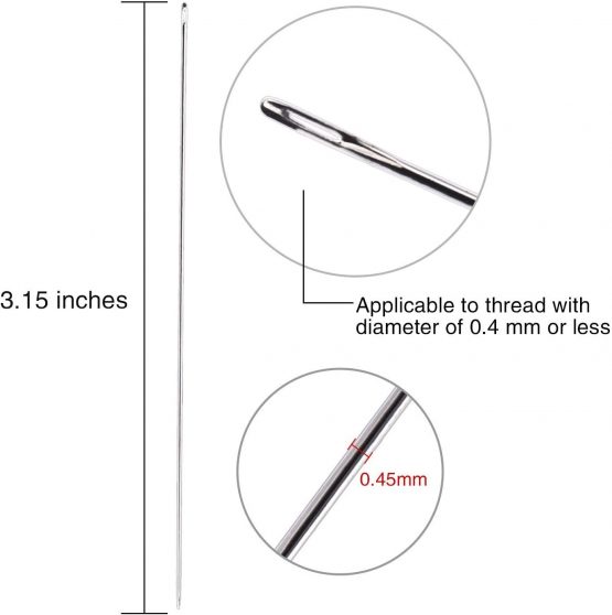 30 Pieces Beading Needles, 0.45 mm Diameter and 80 mm/ 3.15 inches Long with Needle Bottle - Image 2