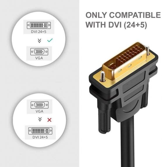 REALMAX® DVI to VGA Cable, 2M DVI-I 24+5 to VGA Lead High Resolution Male to Male Digital Video Adapter Converter Gold Plated Support 1080P For Monitor, TV, PC, DVD, Laptop, Gaming, HDTV And Projector - Image 2