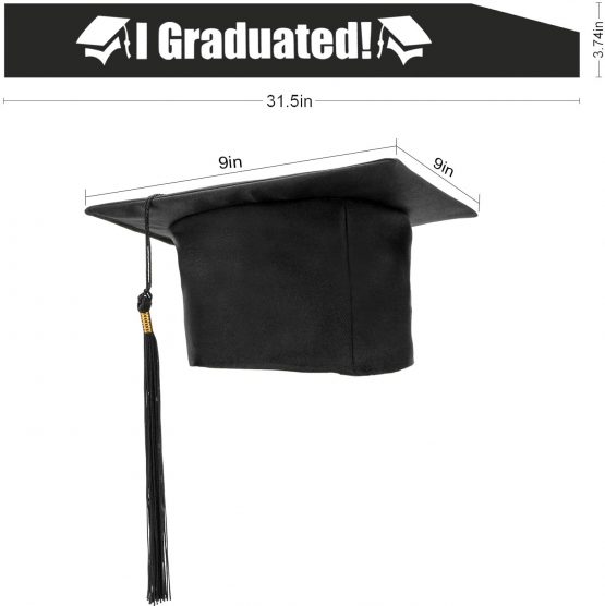 HOWAF Student Graduation Hat Cap and Graduate Satin Sash for Prime Adults Graduation Ceremony Party Favors Decoration, Graduation Hat Sash for University Bachelor High School - Image 2