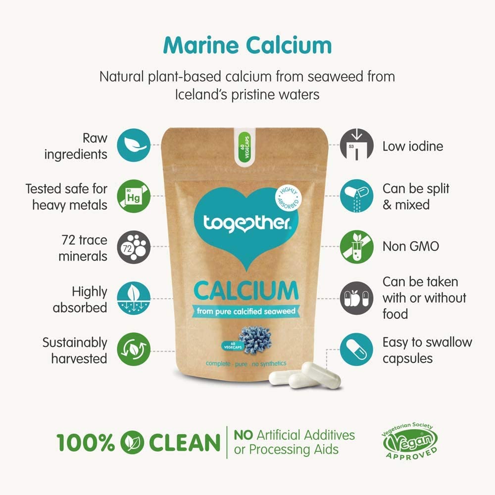 Calcium - Together Health - Seaweed-Based Calcium - 72 Trace Minerals - Vegan Friendly - Made in The UK - 60 Vegecaps - Image 4