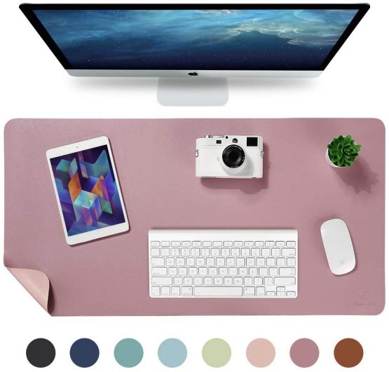 Knodel Desk Pad, Office Desk Mat, 40cm x 80cm PU Leather Desk Blotter, Laptop Desk Mat, Waterproof Desk Writing Pad for Office and Home, Dual-Sided (Purple)