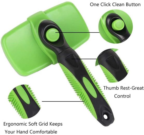 AIWEIYER Self Cleaning Slicker Brush-Pet Dog & Cat Grooming Brush- Ergonomic Soft Grip Handle -for Quick & Easy Pet Fur Removal Dander,Dirt,Massages,Improves Circulation (Yellow) - Image 3