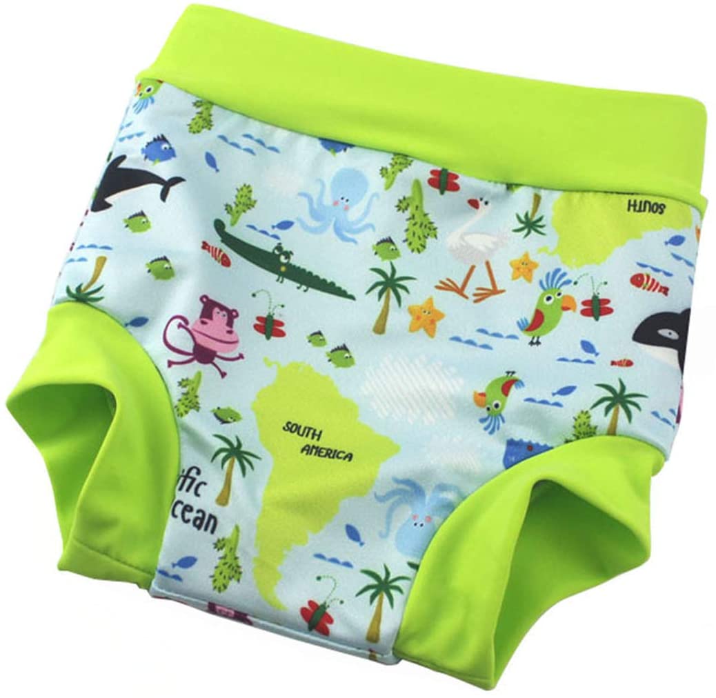 BabyPreg Baby Kids Swim Nappies Cover Diaper Pants High-Waisted Belly Protection Swimming Shorts (Green, 0-2 Years) - Image 2