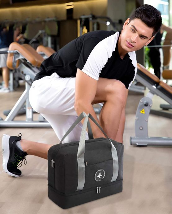 FANDARE Travel Duffle Bag Sports Gym Bag for Men Women Holdall Travel Bags Large Weekend Overnight Bag Lightweight Travel Luggage Bag with Shoes Compartment and Wet Pocket for Gym Vacation Black - Image 2