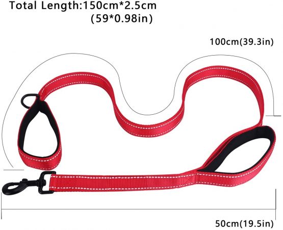 Belababy Medium Dog Leash, 5ft Double Handles Dog Lead, Heavy Duty Strong Nylon Reflective Dog Leash, 1.5m Leash Perfect for Large Medium or Small Dog - Image 3